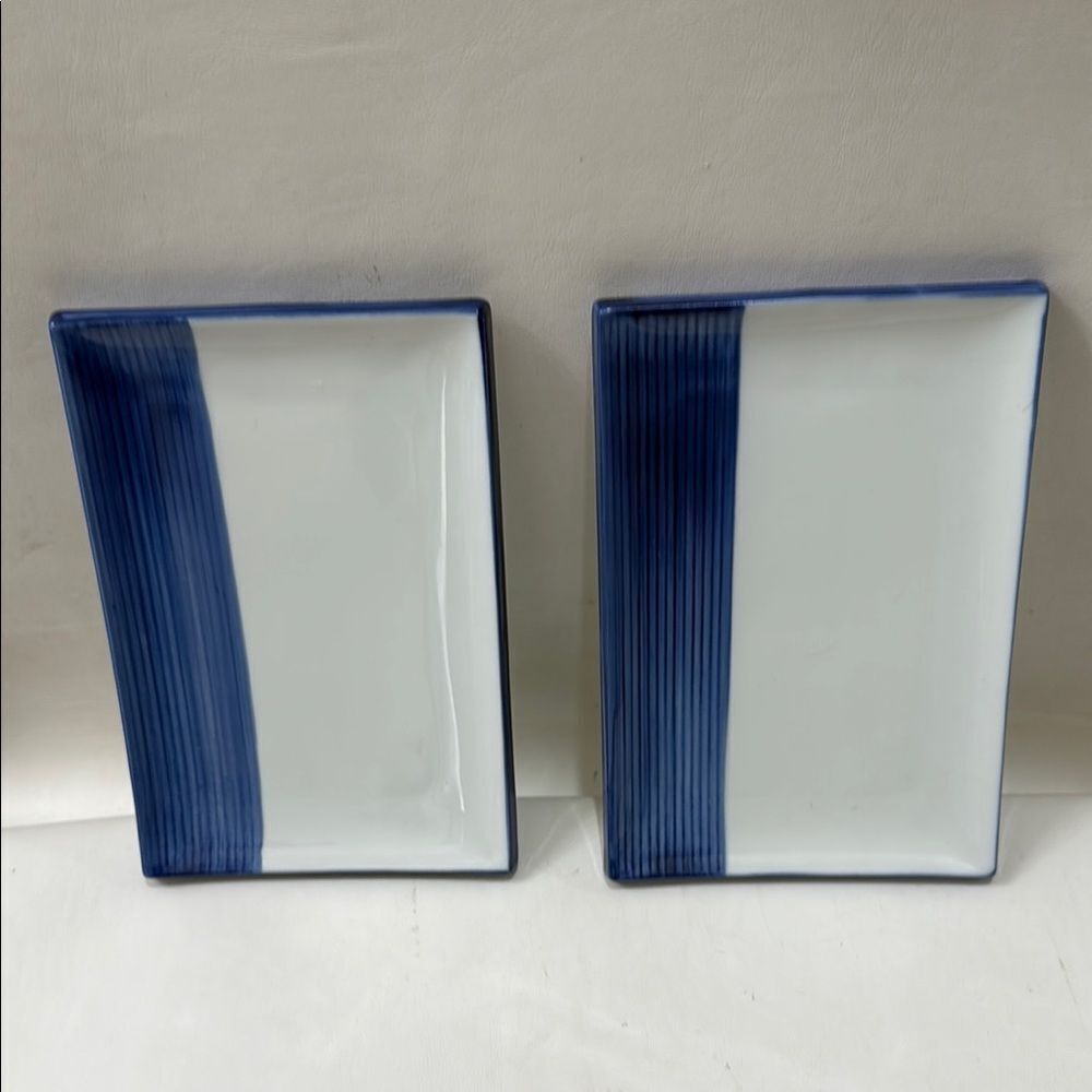Pier 1 Elegant Blue White Sushi Dinnerware Collection 8 X 5 1/2 Japan Rectangle
